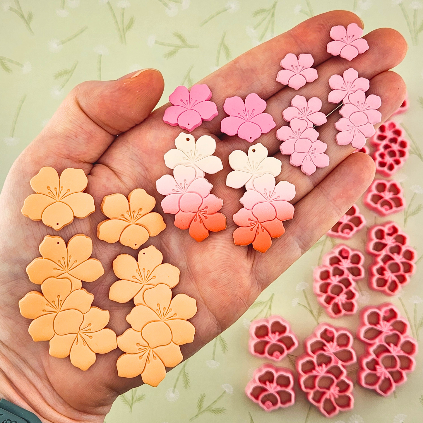 Floral Cascade Mirrored Polymer Clay Cutter Set