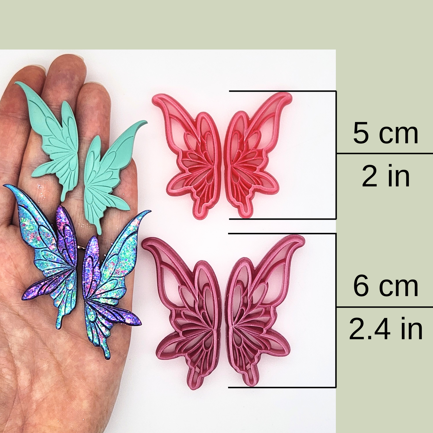 Fairy Wings Polymer Clay Cutters - Mirrored Pair