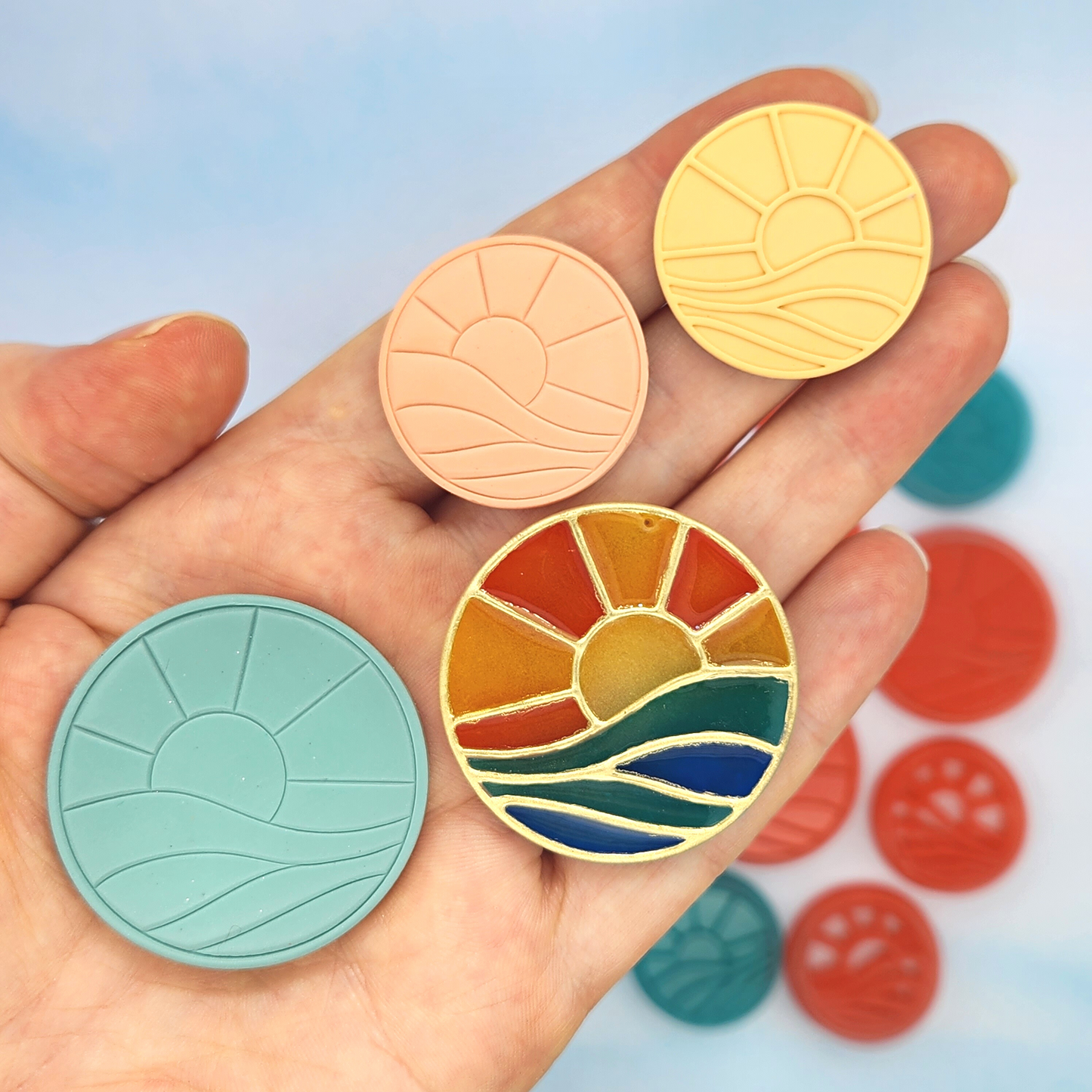 Ocean Sunset Stained Glass - Mirrored Pair