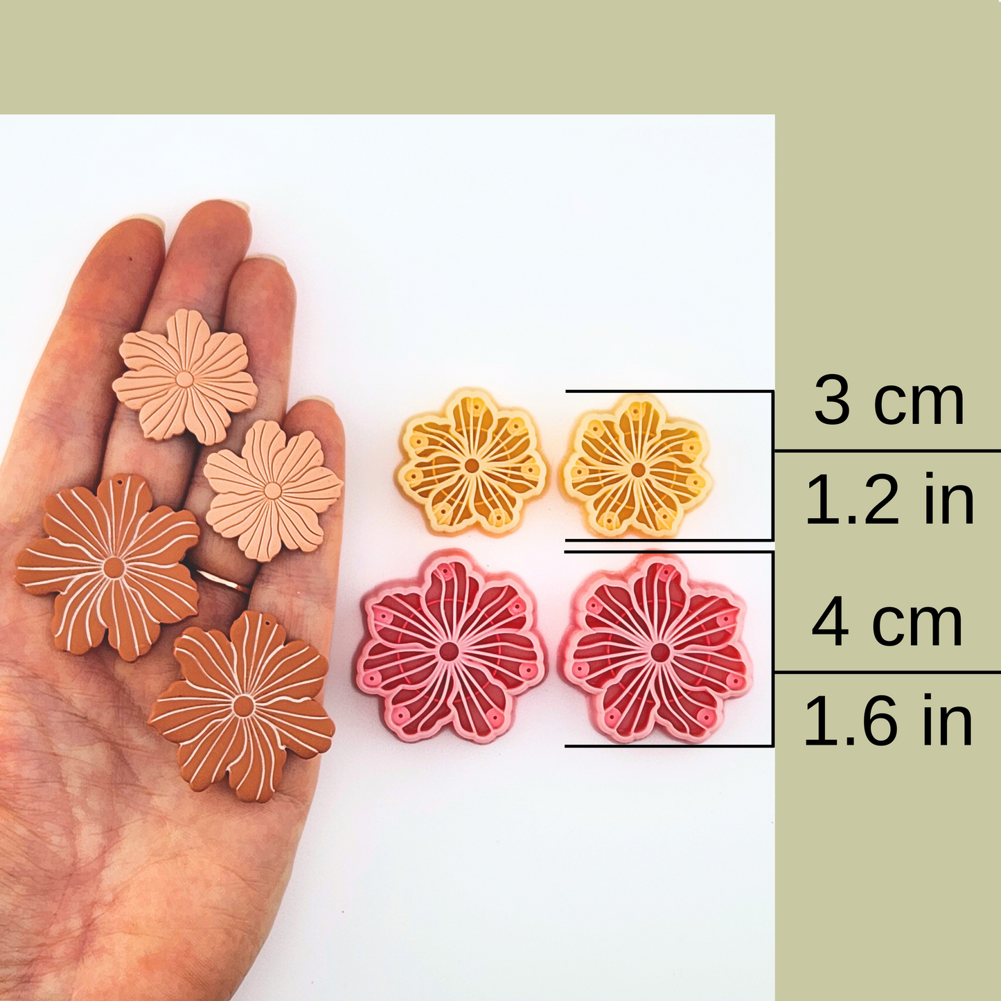 Hand-Drawn Blossom Mirrored Polymer Clay Cutter Set
