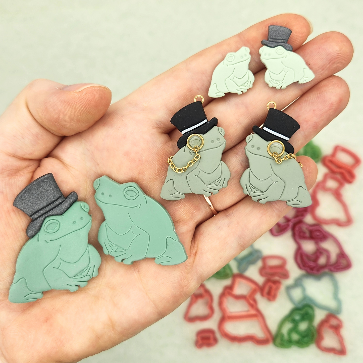 Mr. Frog and Top Hat Polymer Clay Cutters - Mirrored Sets