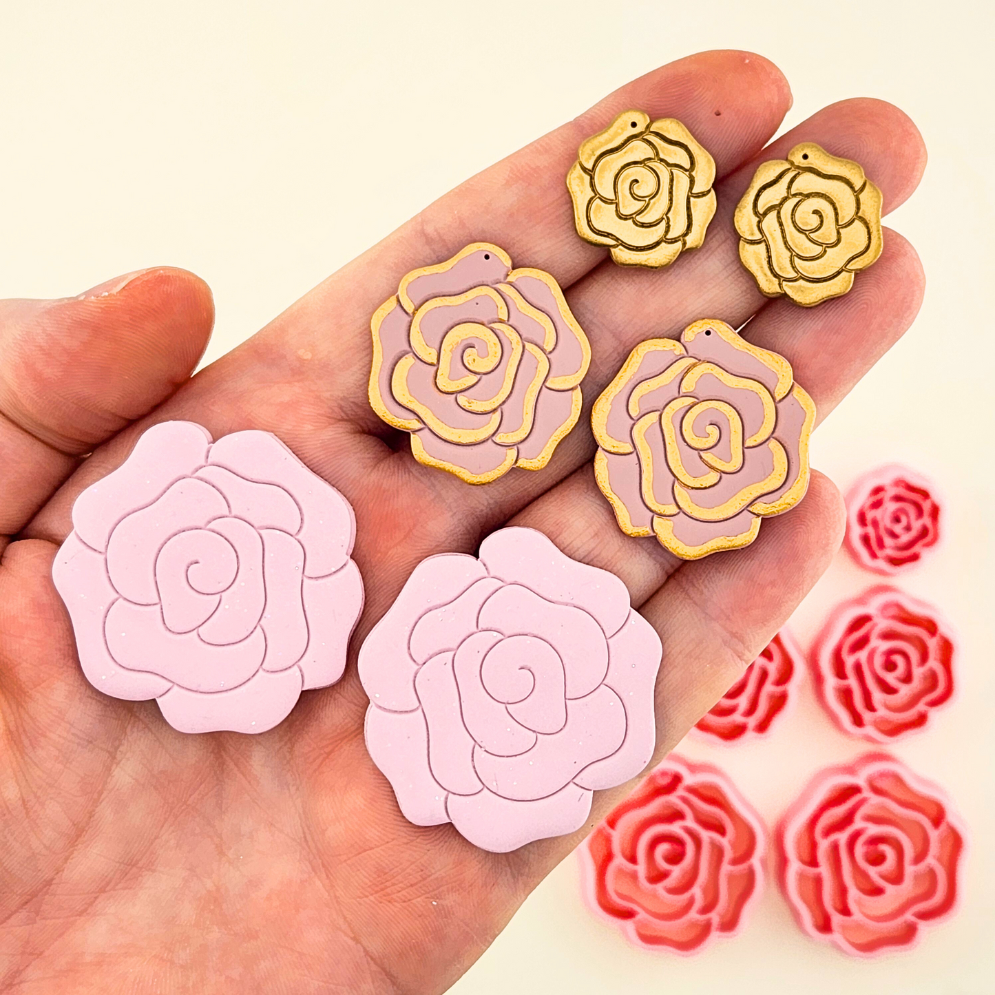 Rose Mirrored Polymer Clay Cutter Set