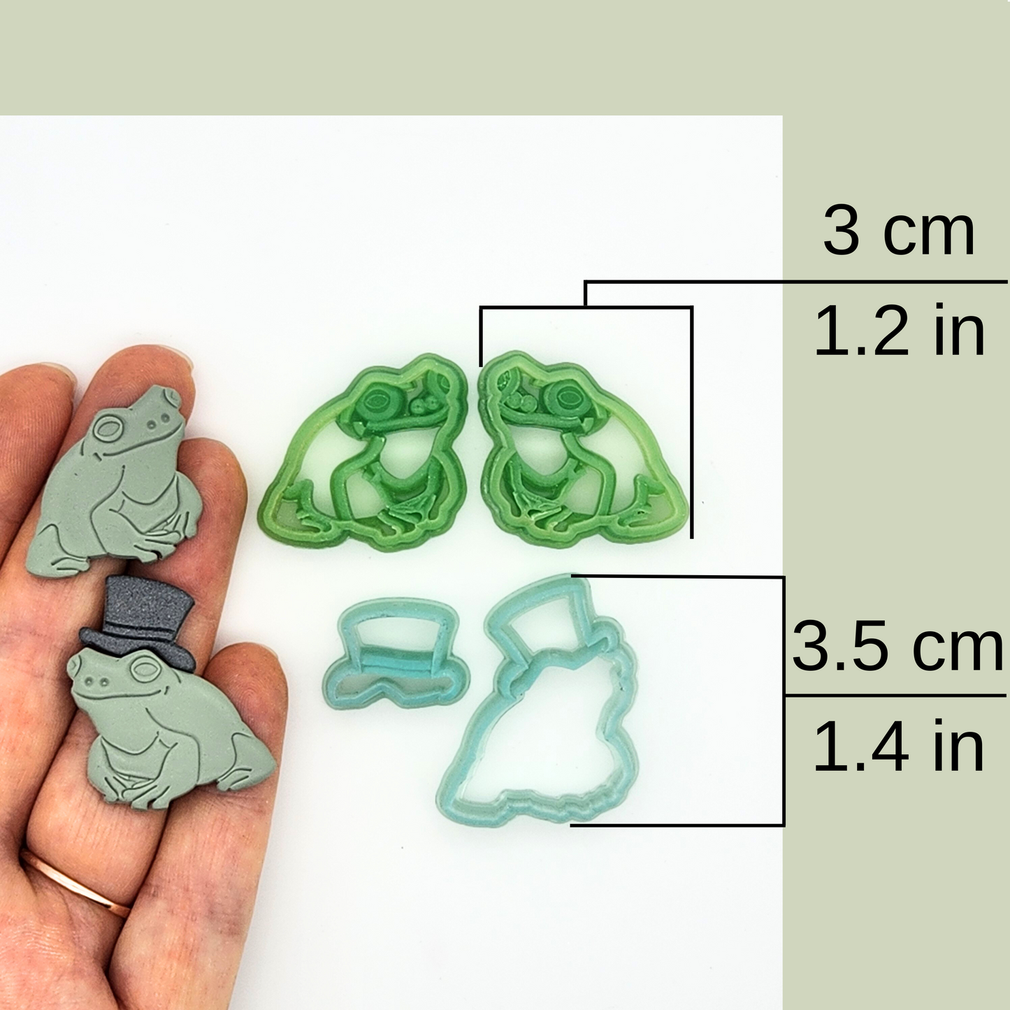 Mr. Frog and Top Hat Polymer Clay Cutters - Mirrored Sets