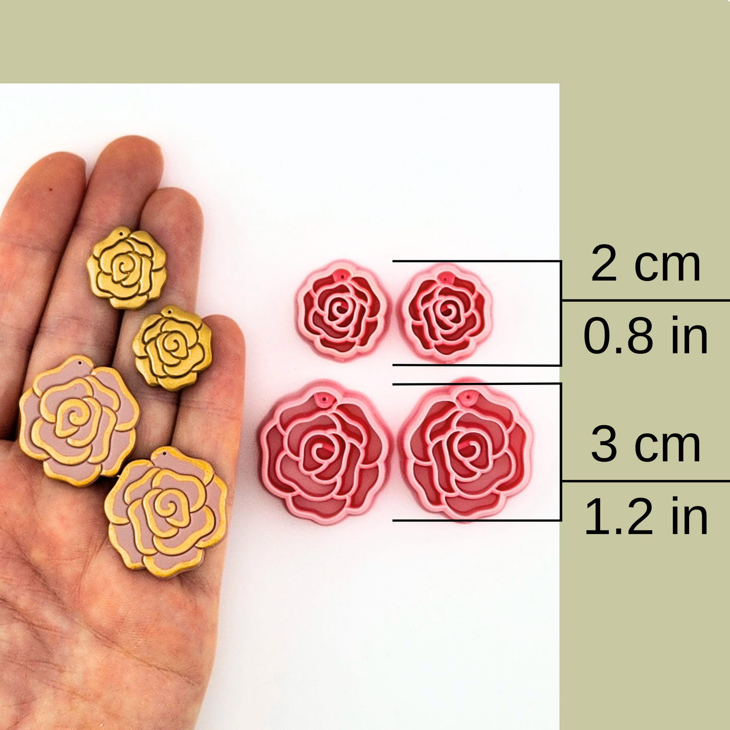 Rose Mirrored Polymer Clay Cutter Set