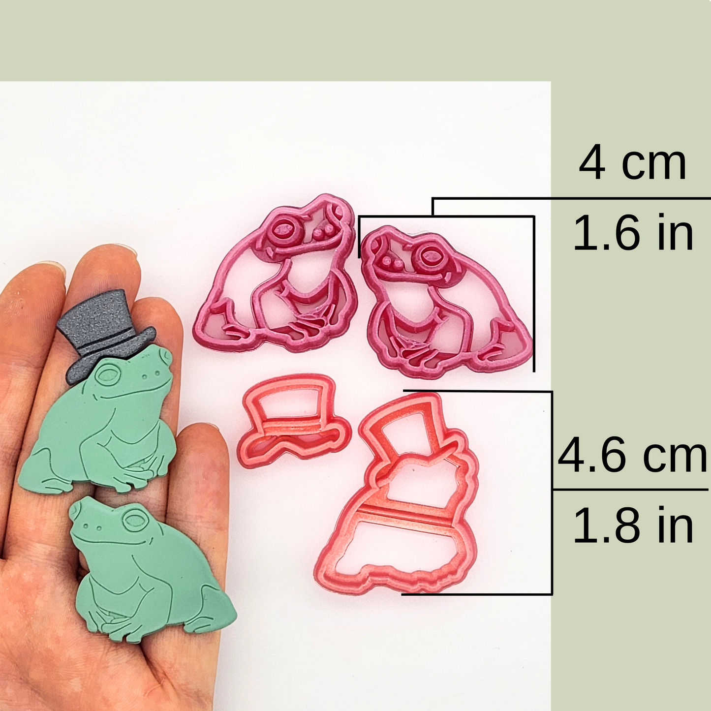 Mr. Frog and Top Hat Polymer Clay Cutters - Mirrored Sets