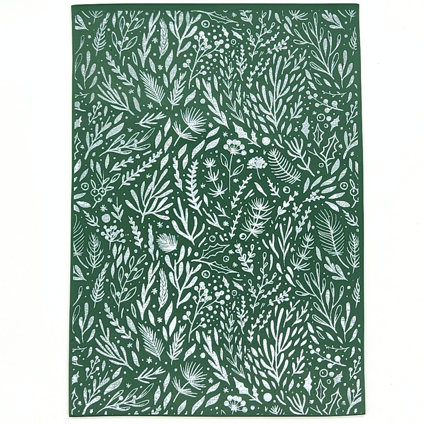 actual sample of Winter Boughs and Berries silk screen painted on polymer clay slab