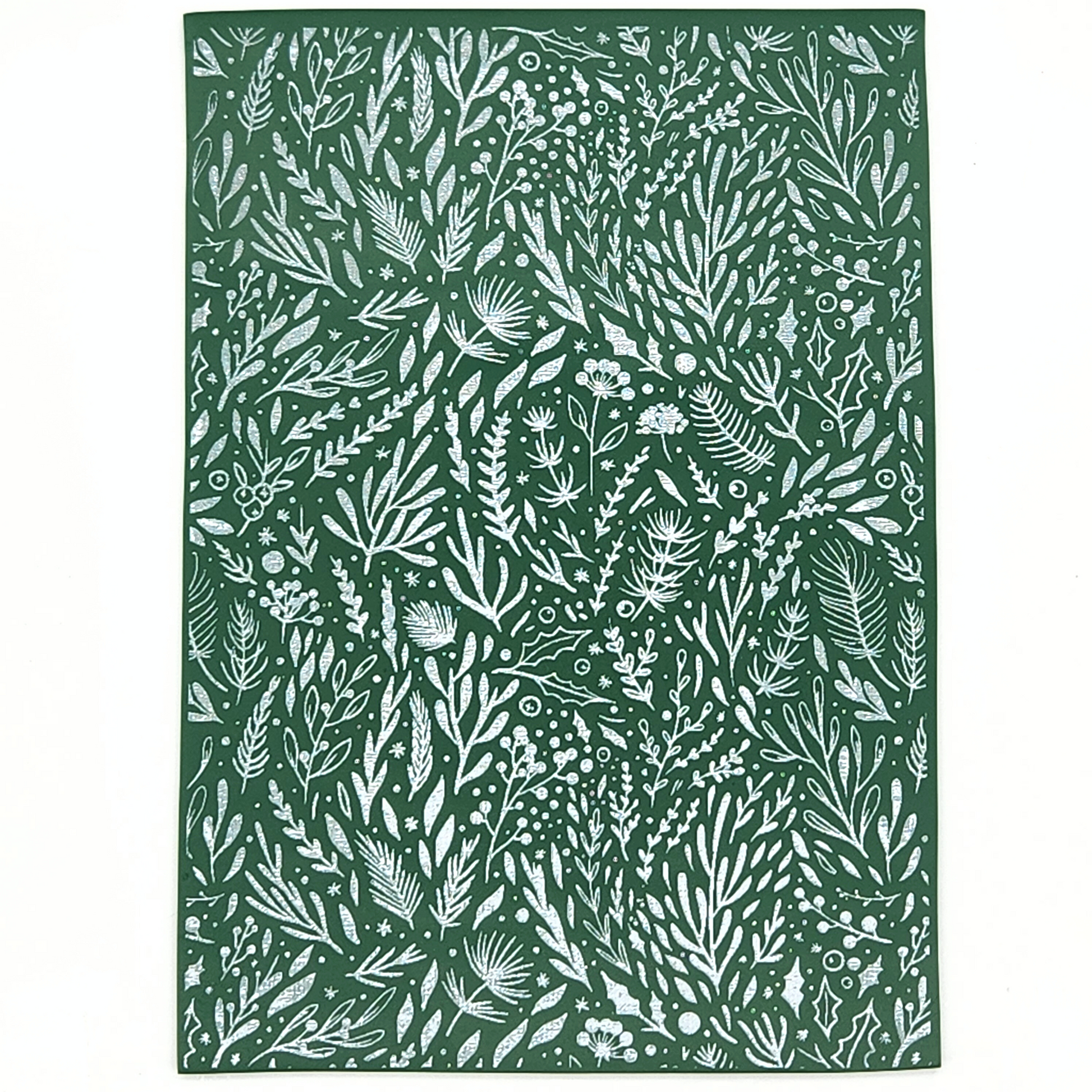 actual sample of Winter Boughs and Berries silk screen painted on polymer clay slab