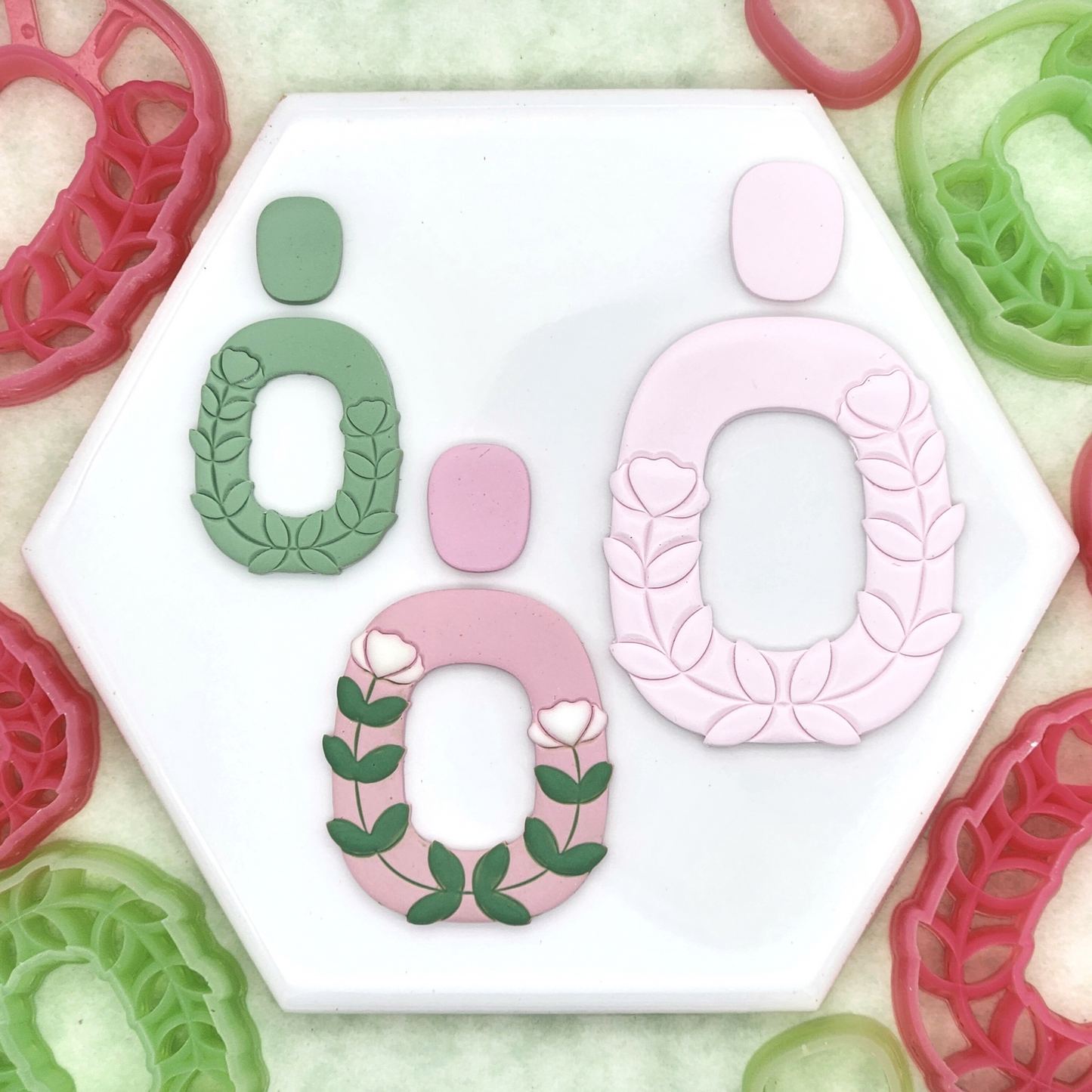 Floral Doughnut Polymer Clay Cutter Set - Mirrored Set