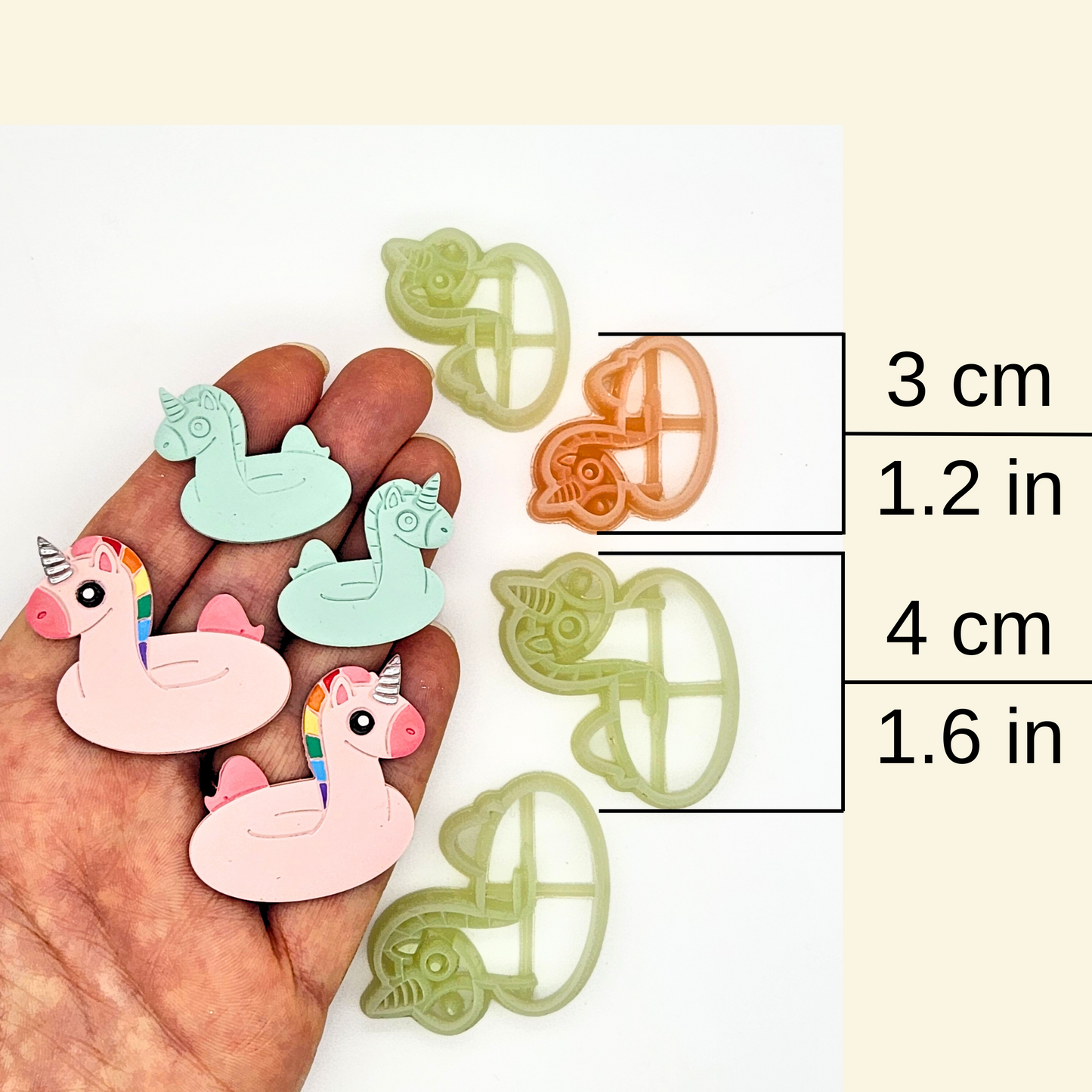 Unicorn Pool Float Polymer Clay Cutters - Mirrored Pair