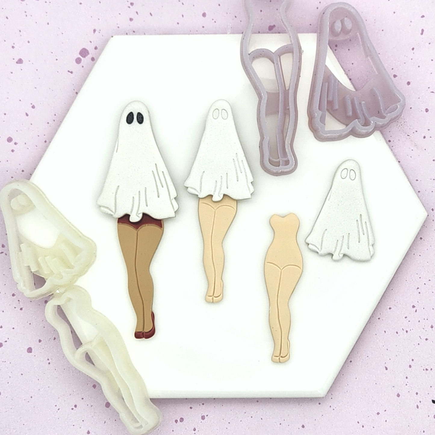 Pinup Ghost Polymer Clay Cutters - Mirrored Set