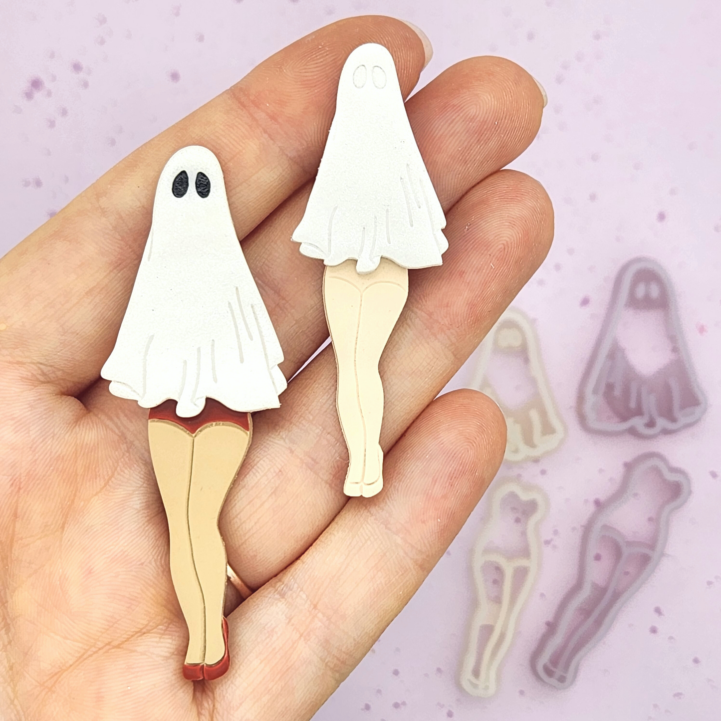 Pinup Ghost Polymer Clay Cutters - Mirrored Set