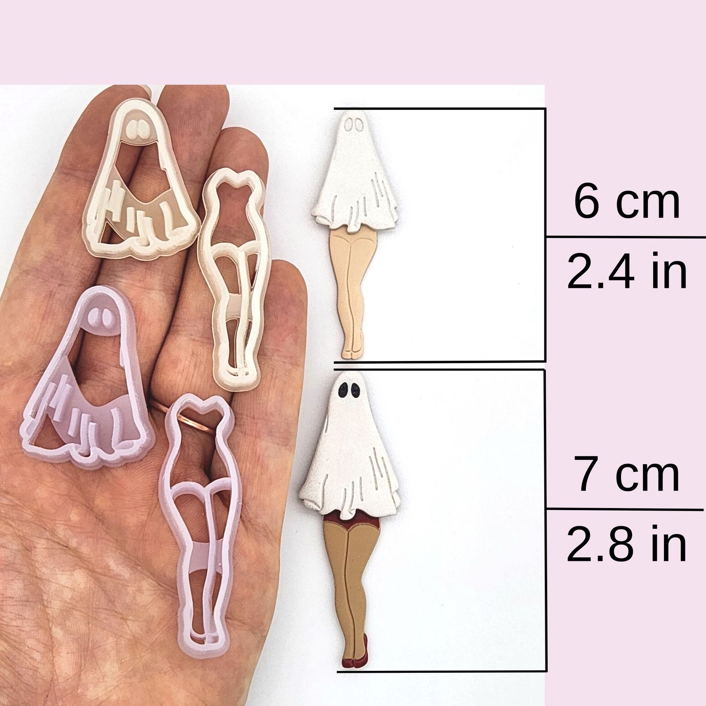 Pinup Ghost Polymer Clay Cutters - Mirrored Set