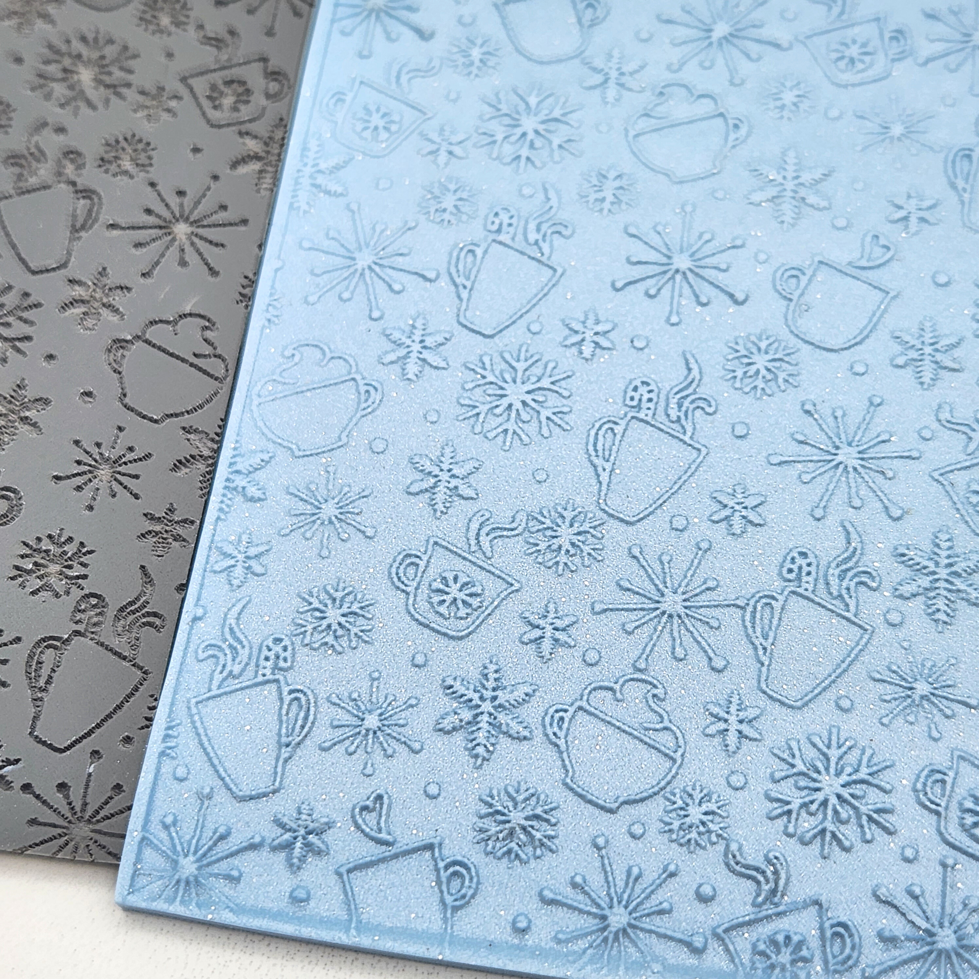 Texture details of Cold Weather Cocoa texture sheet on actual polymer clay sample