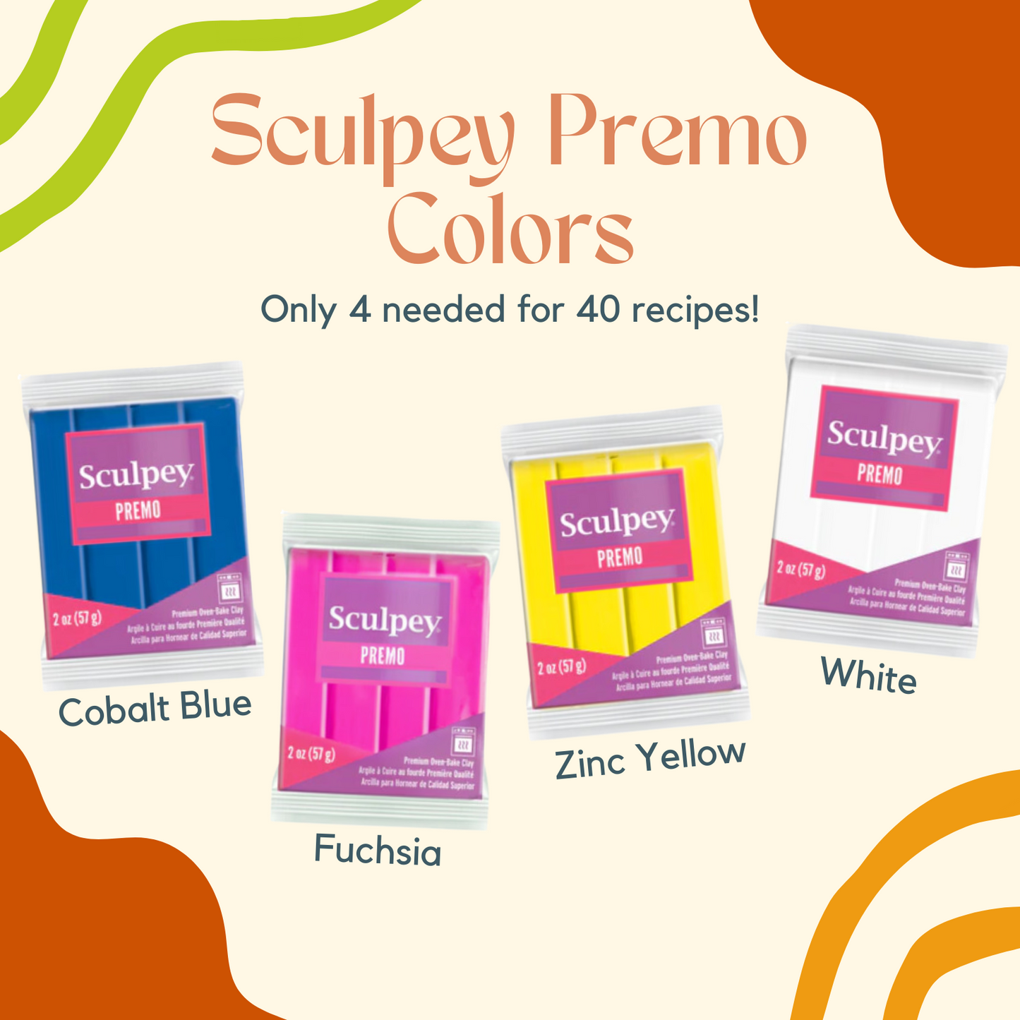 Set of 40 Polymer Clay Color Recipes for Sculpey Premo - Digital Download