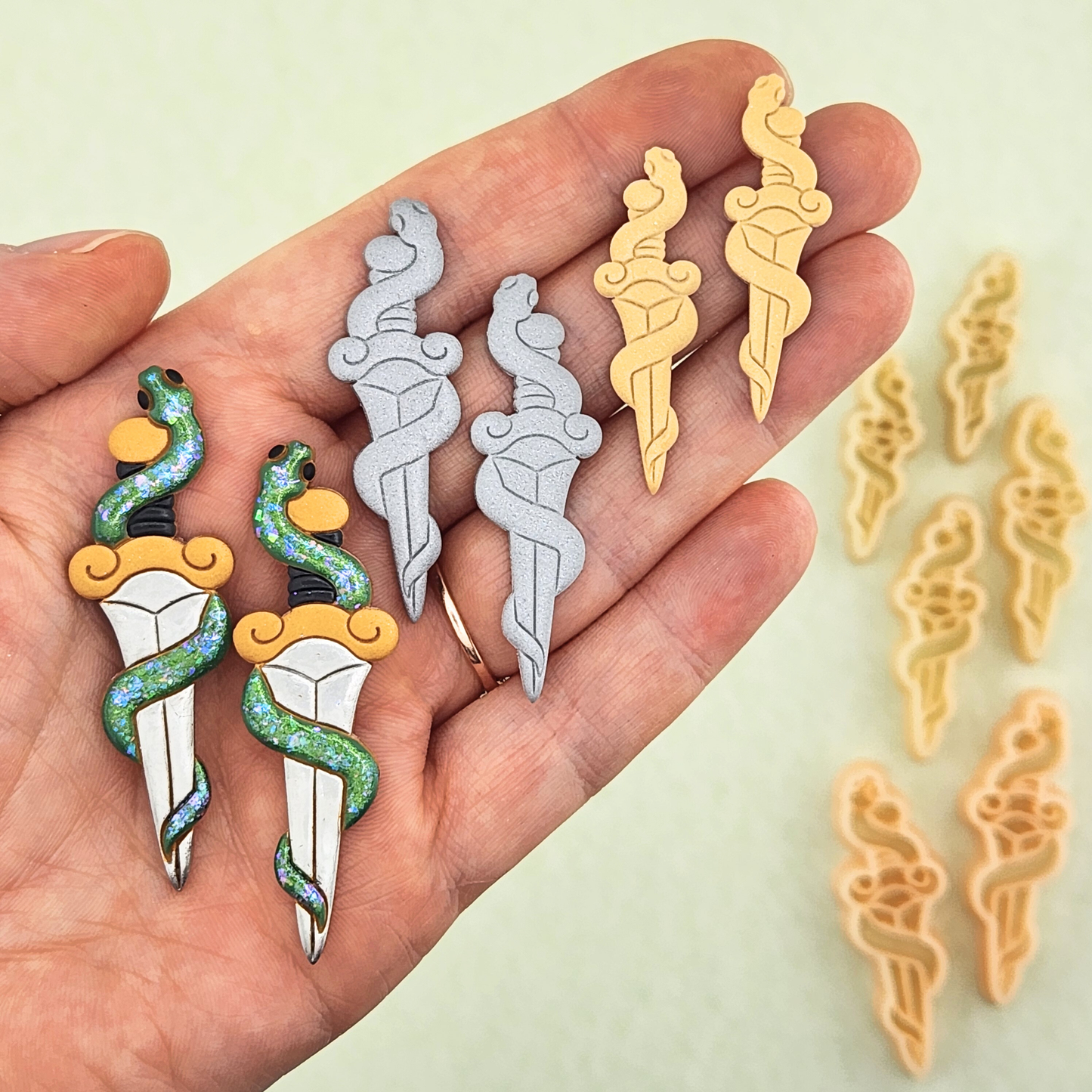 Snake Dagger Polymer Clay Cutters - Mirrored Pair