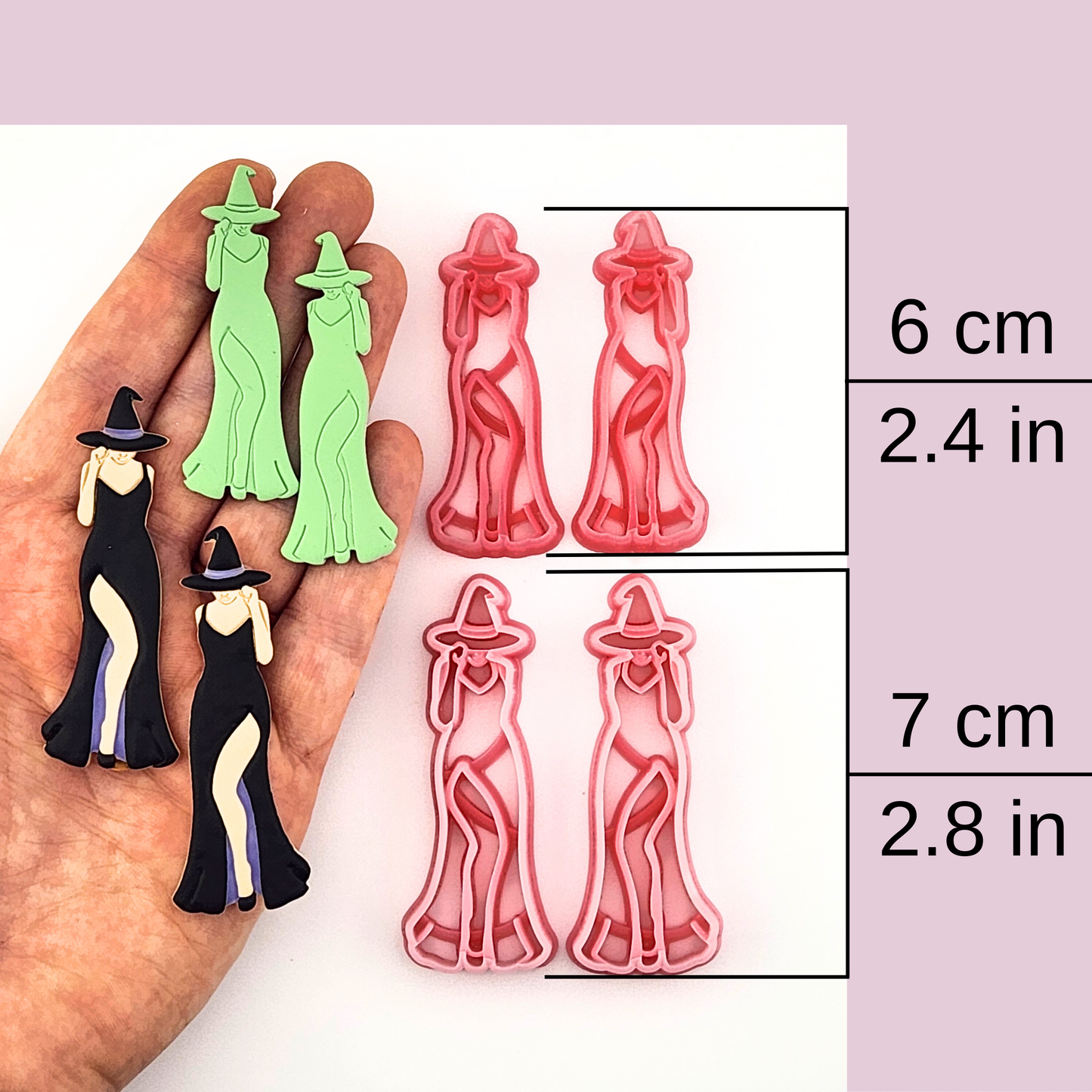 Pinup Witch Polymer Clay Cutters - Mirrored Pair