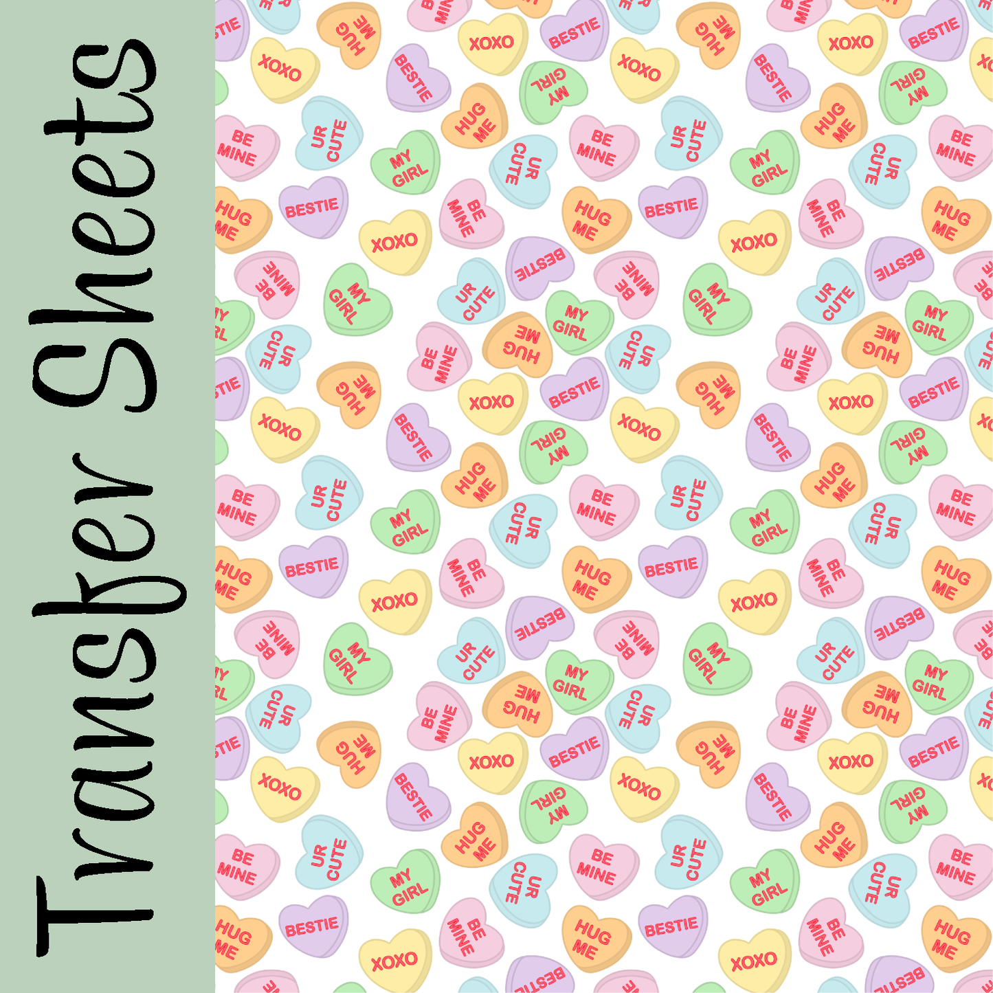 Candy Hearts Transfer Sheets