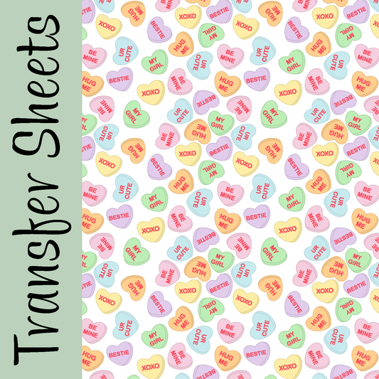 Candy Hearts Transfer Sheets