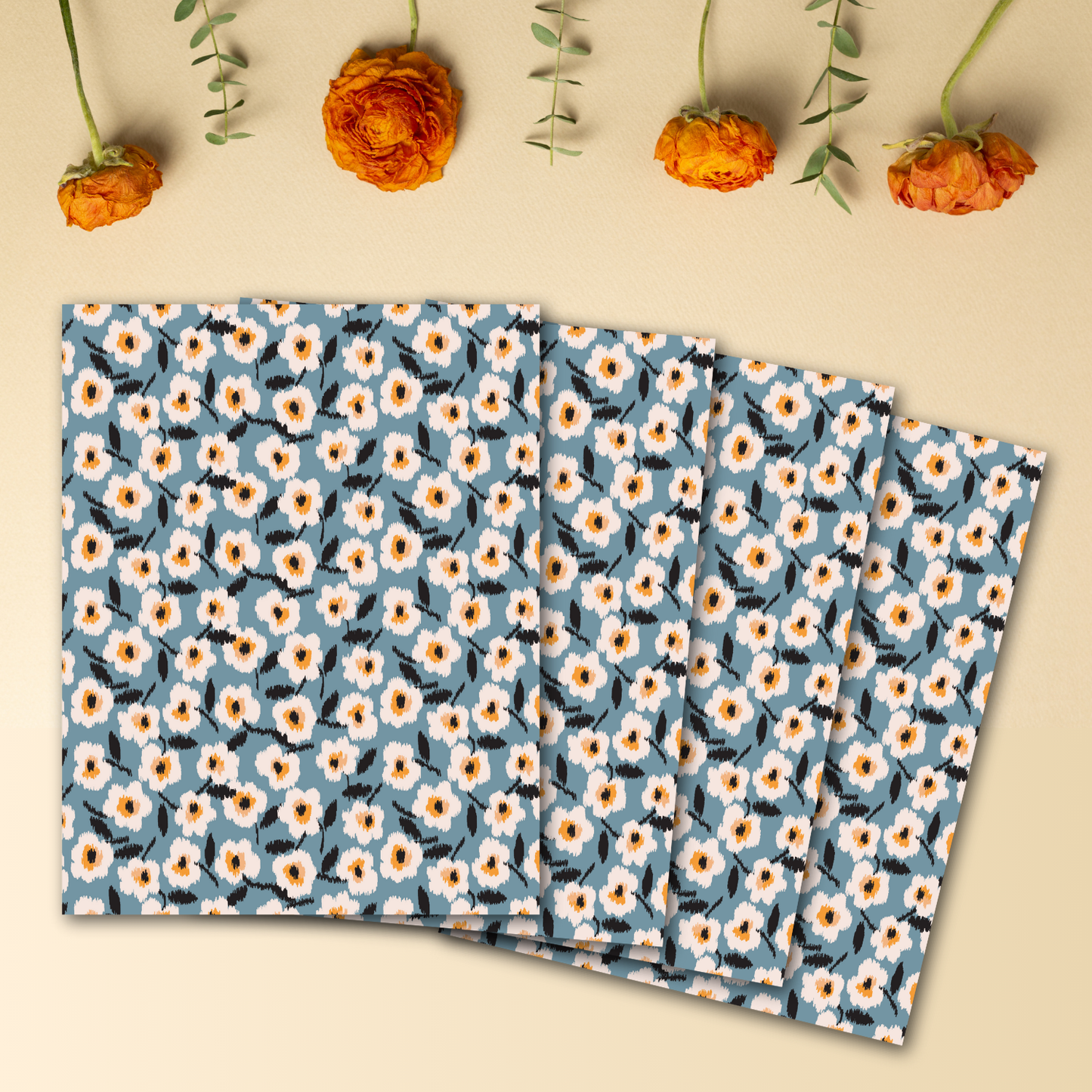 Dusky Ikat Blooms Transfer Sheets