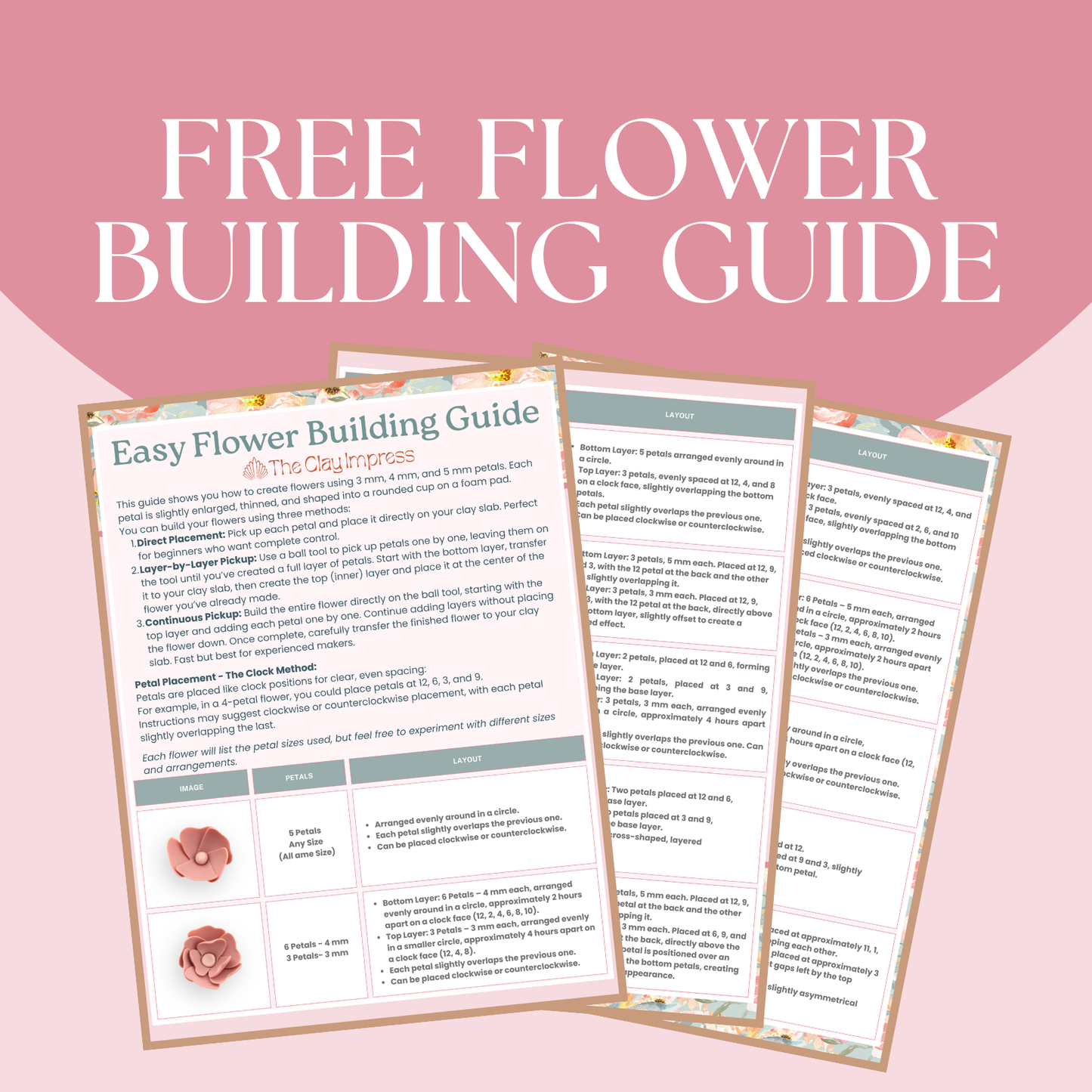 Fiore Arch Floral Guide Polymer Clay Cutter Set