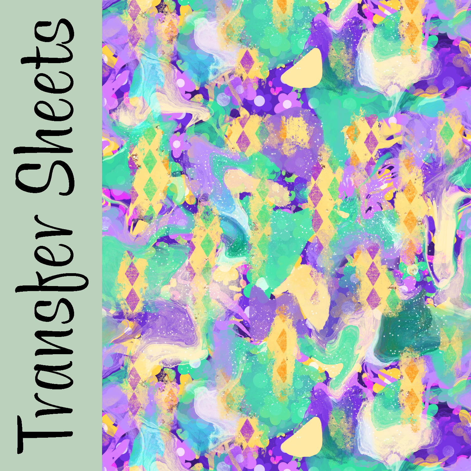 Harlequin Swirls  Mardi Gras Polymer Clay Transfer Sheets – The Clay  Impress