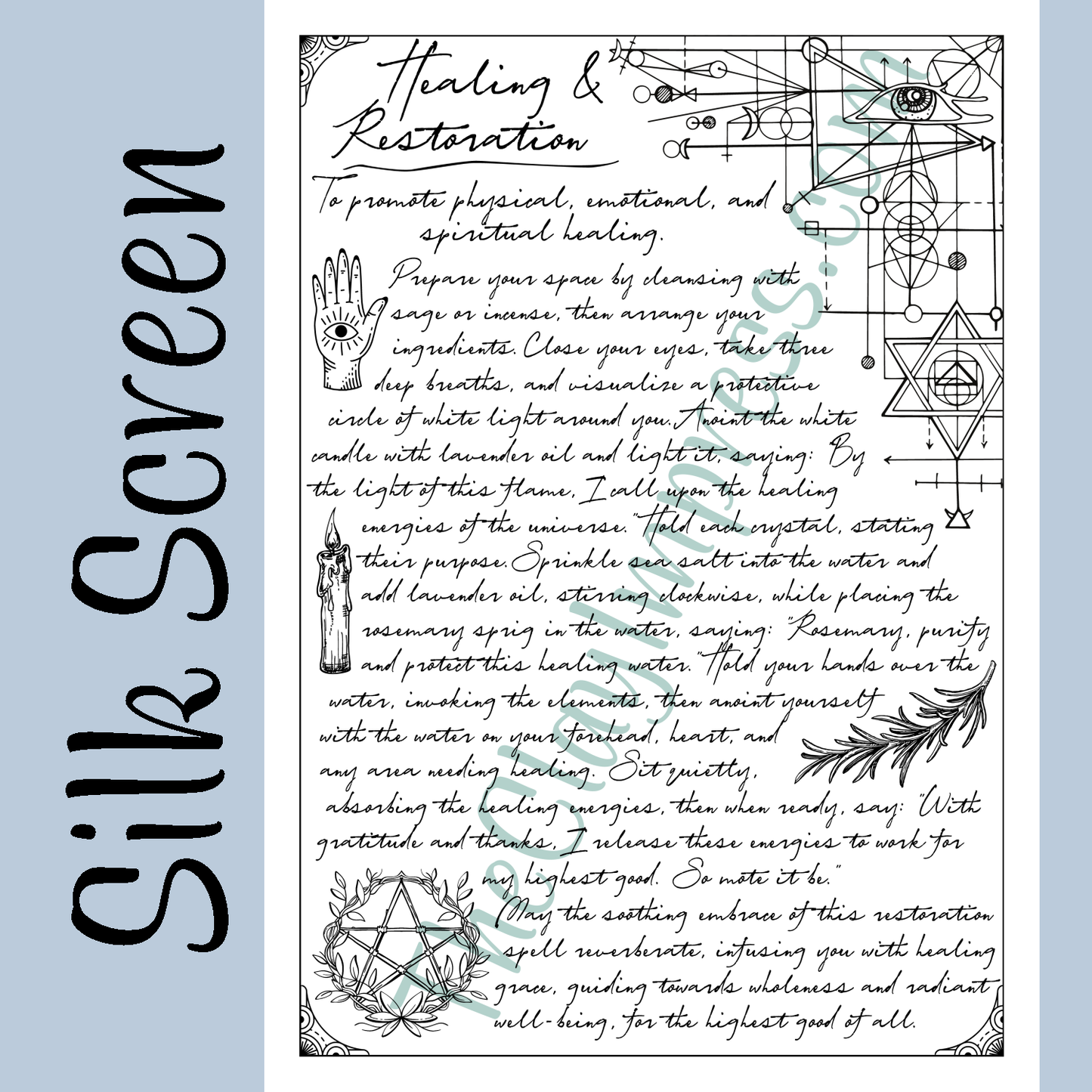 Healing & Restoration Spell Polymer Clay Silk Screen