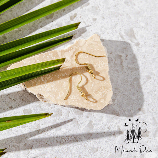 Gold Classic Forward-Facing Stainless Steel Ear Wires - Monarch Pine (20 Pieces)