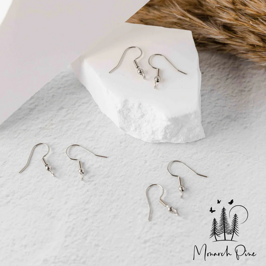 Silver Classic Forward-Facing Stainless Steel Ear Wires - Monarch Pine (20 Pieces)