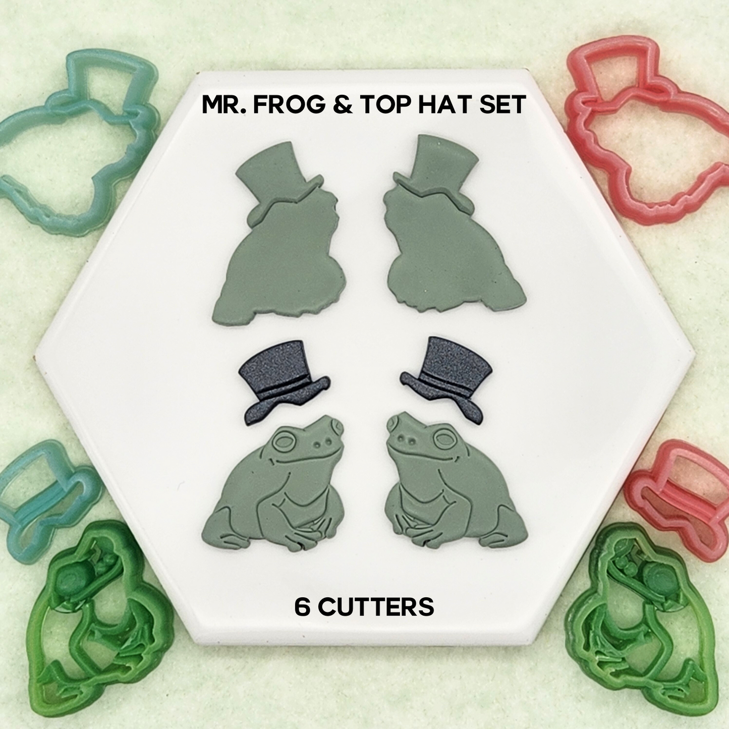 Mr. Frog and Top Hat Polymer Clay Cutters - Mirrored Sets