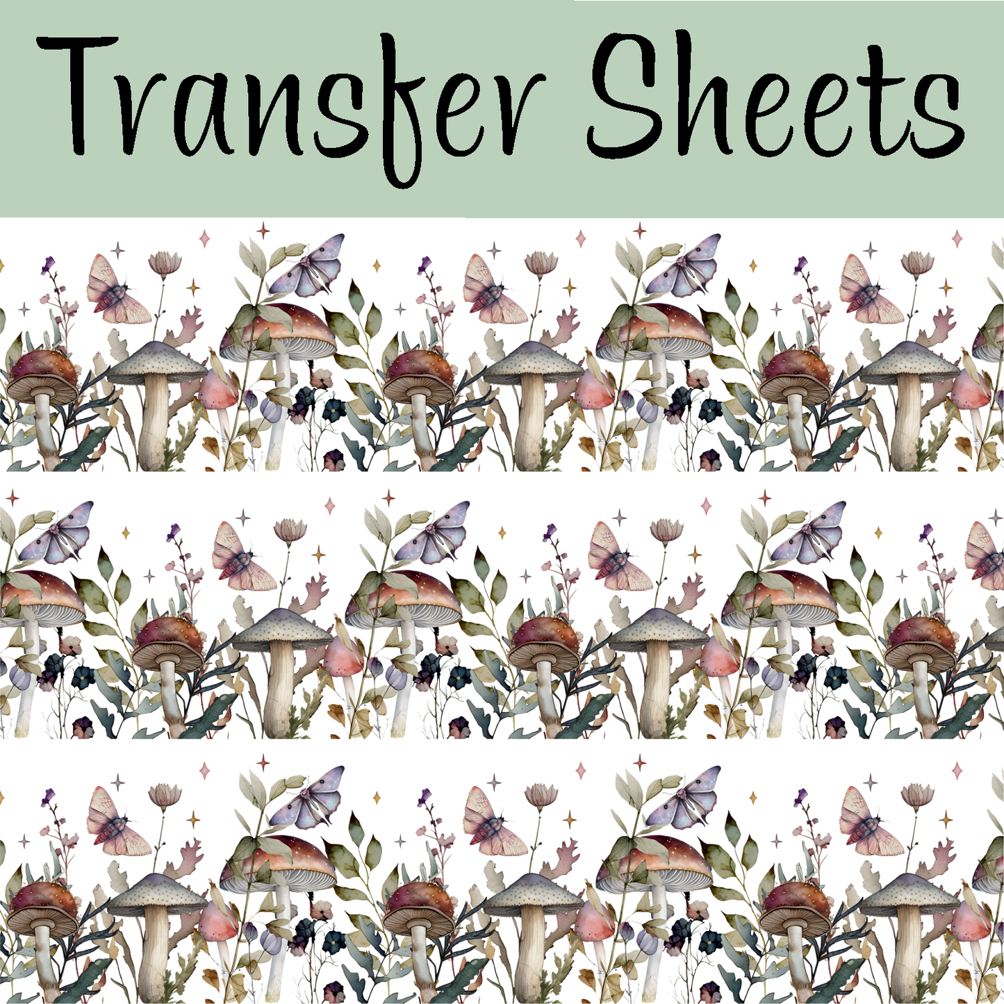 Mushroom Garden Border Transfer Sheets