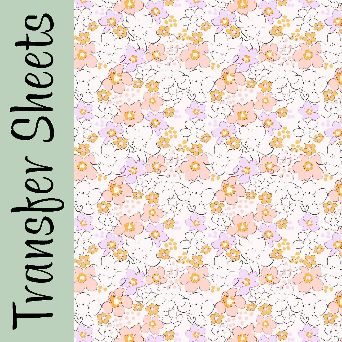 Orange & Purple Ditzy Florals Transfer Sheets