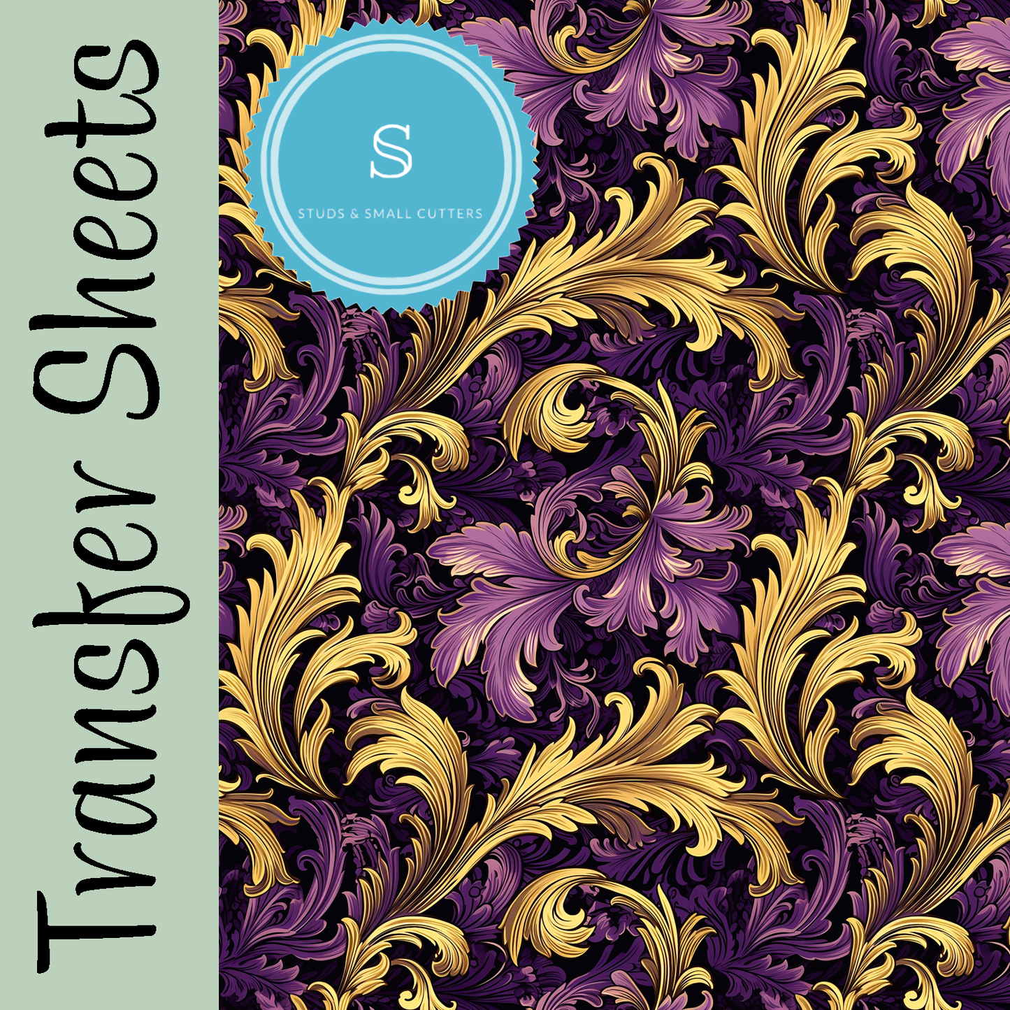 Purple & Gold Flourish Transfer Sheets