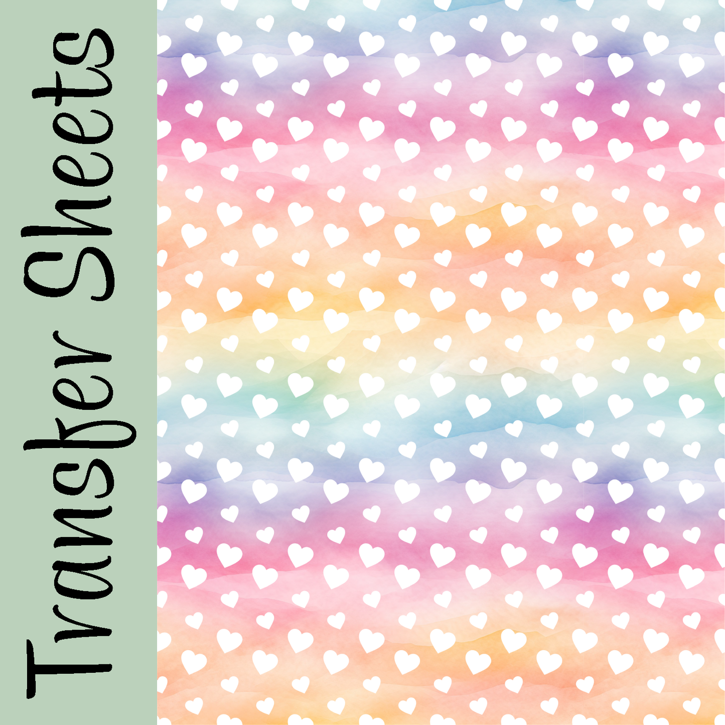 Rainbow Watercolor Hearts Transfer Sheets