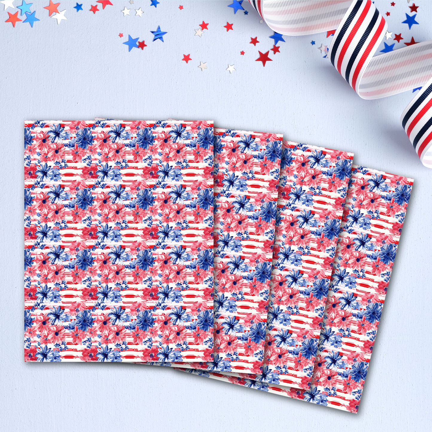 Red, White, and Bloom Transfer Sheets