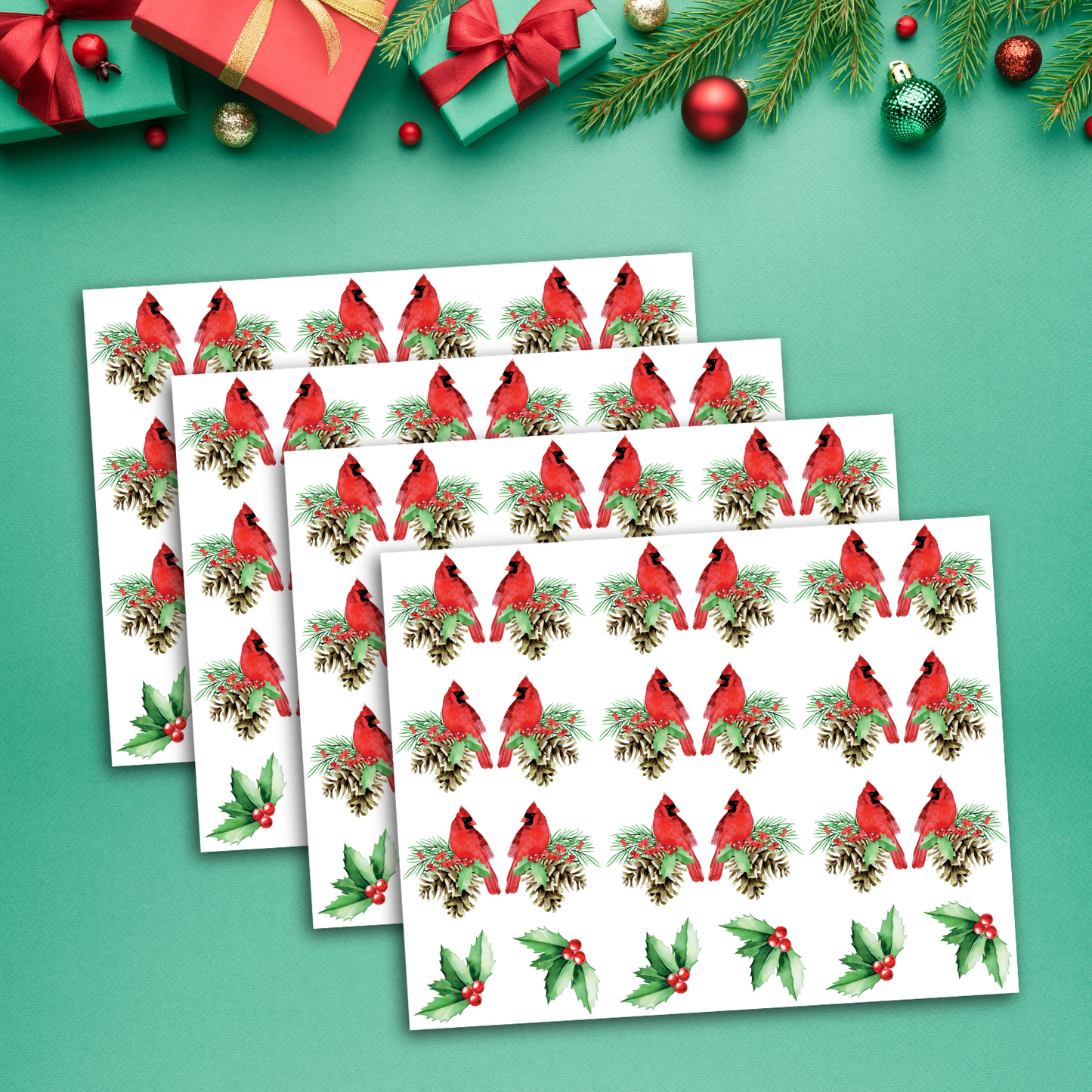 Christmas Cardinals Transfer Sheets