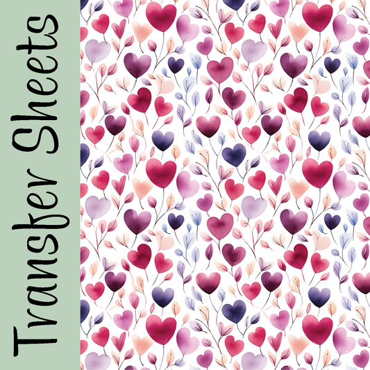 Watercolor Love Blossoms Transfer Sheets