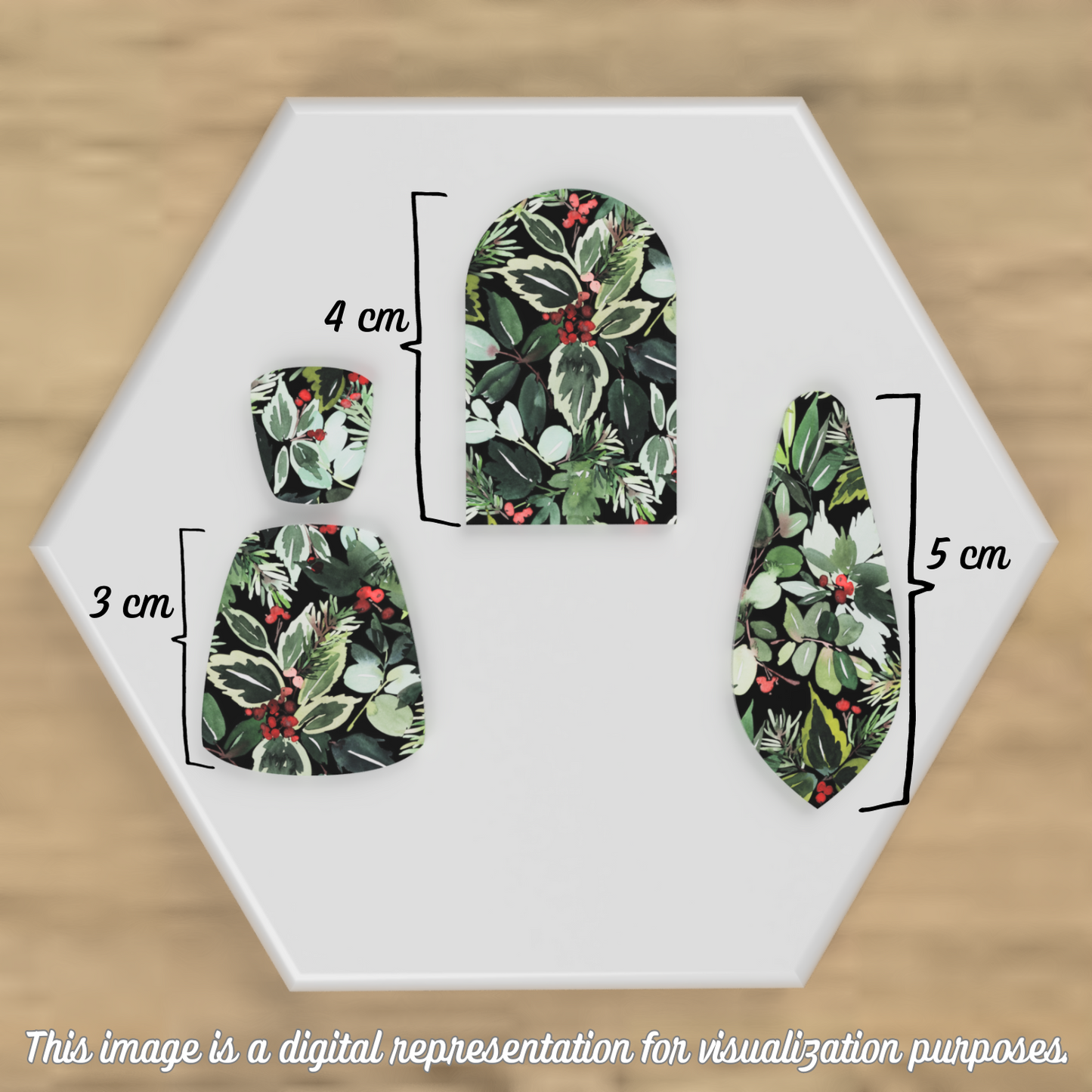 Winter Watercolor Botanical transfer sheets on polymer clay shapes