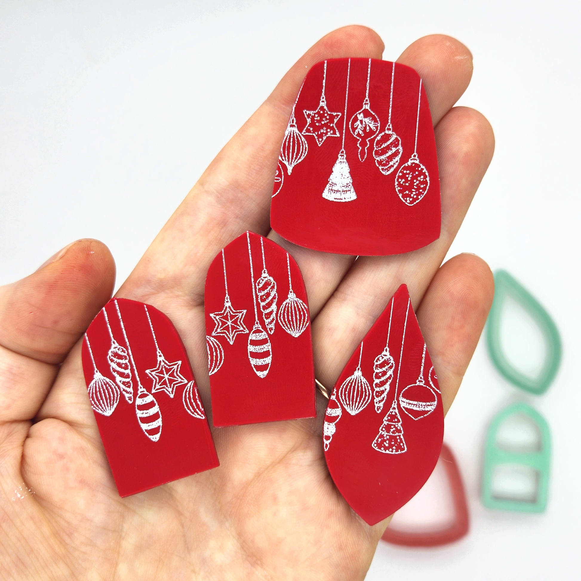 Christmas Ornament Design Clay Painting for Jewelry and Earring Making