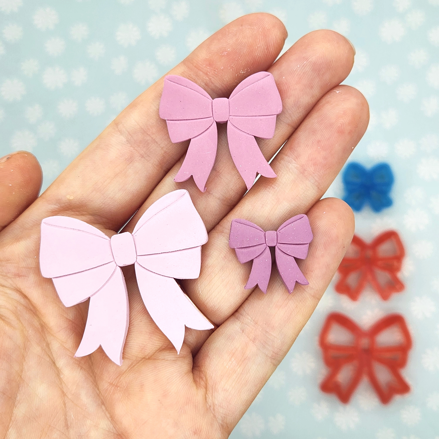 Cute Dainty Beautiful Bow Ribbon Pattern Design Polymer Clay for Earrings, Jewelry, Charms, Ornaments
