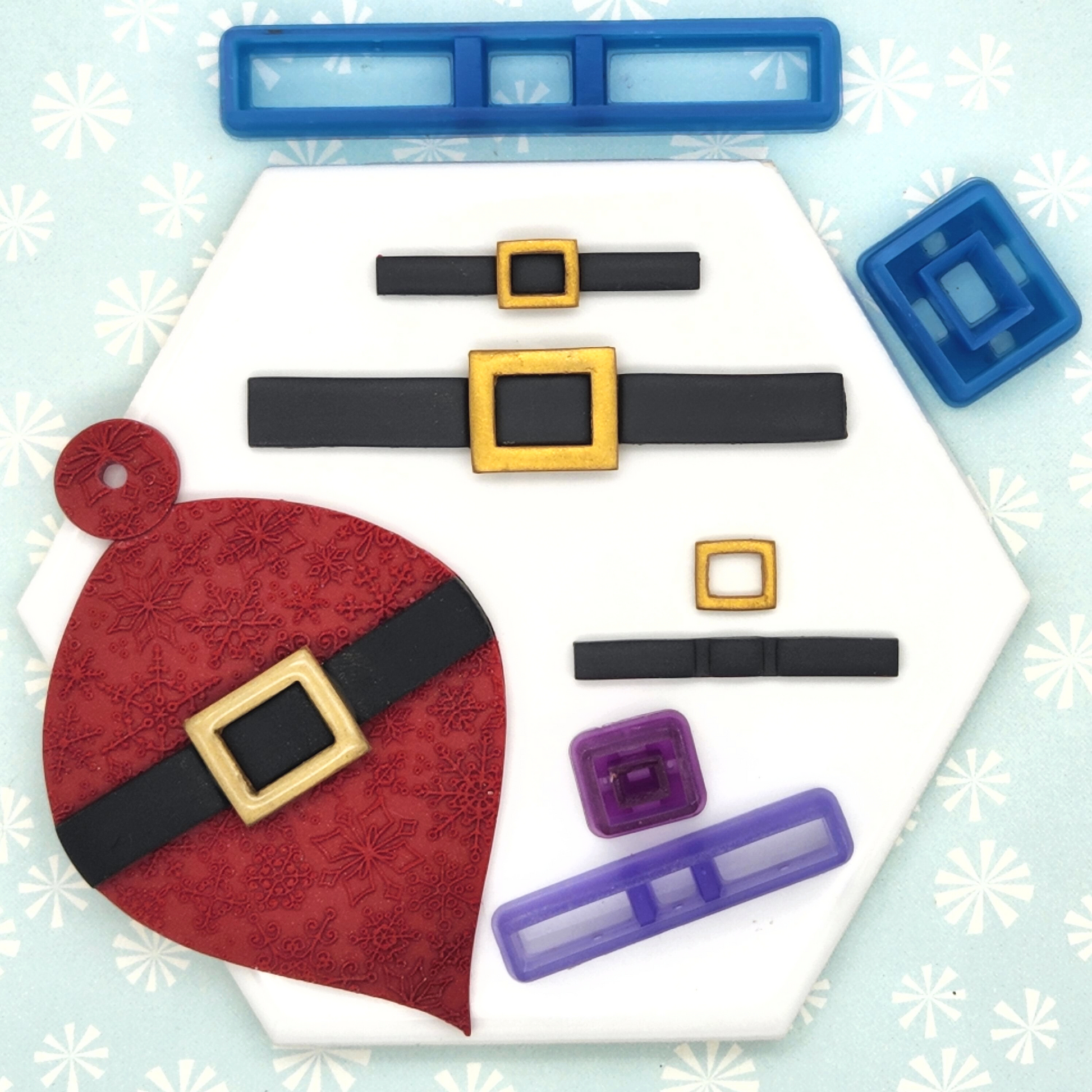 Christmas Santa Belt Ornament Polymer Clay Cutter Set