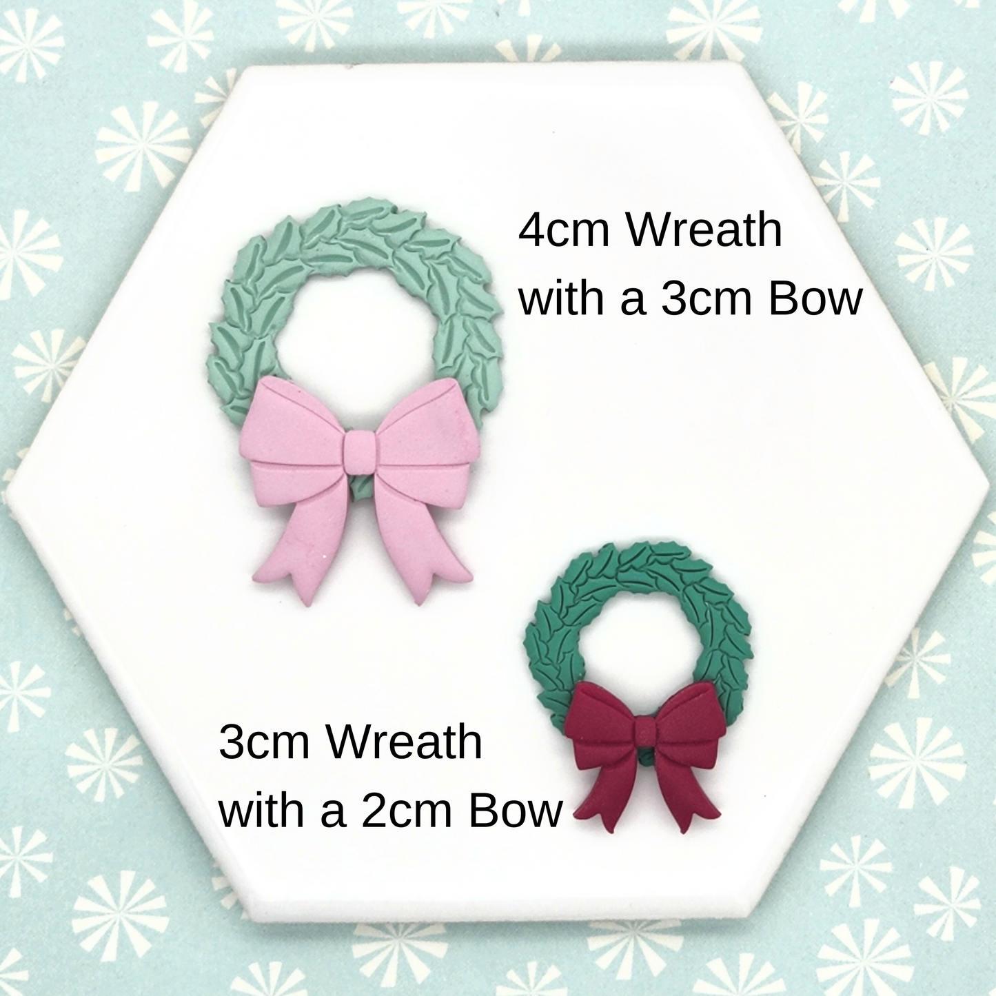 Christmas Holly Wreath with Bow Design Polymer Clay Cutters for Jewelry Making Earring Making Charms and Pendants
