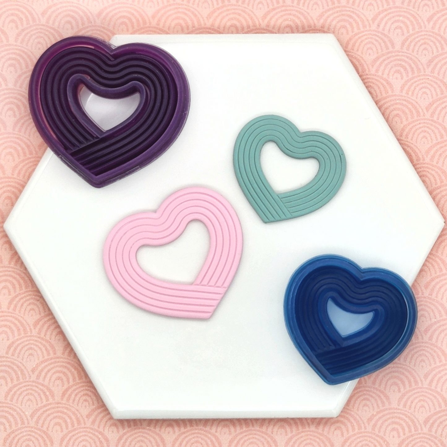 Retro Heart design polymer clay cutter.