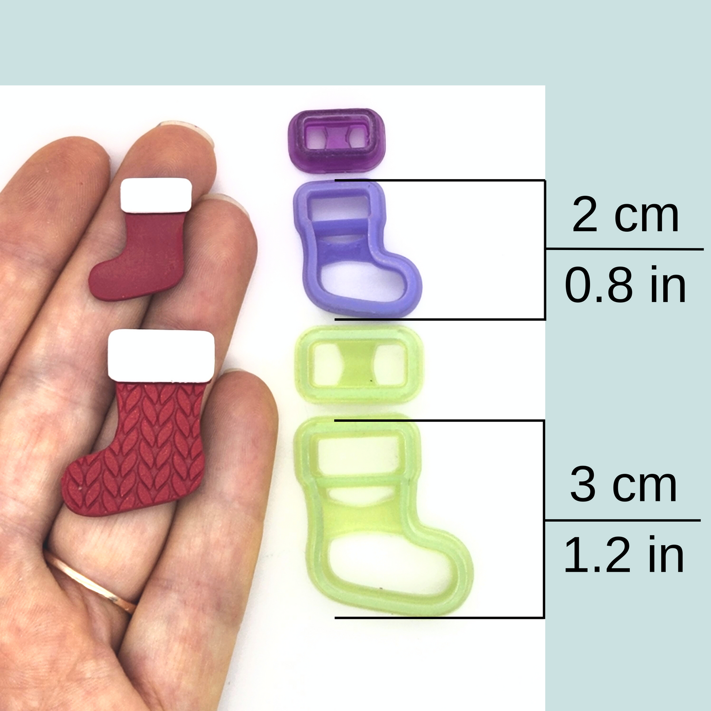 Christmas Stocking Polymer Clay Cutter Multiple Sizes