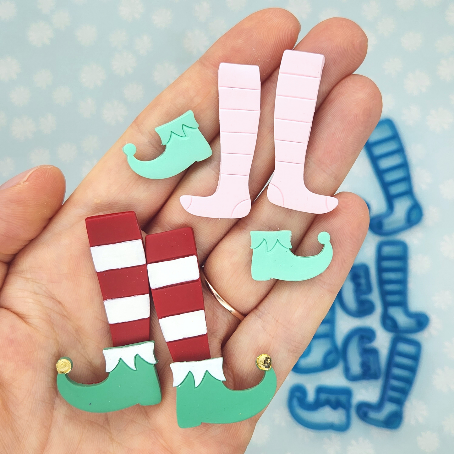 Unique Cute Christmas Elf Boots Socks Shoes Stocking Polymer Clay Jewelry Earrings Charms Ornaments