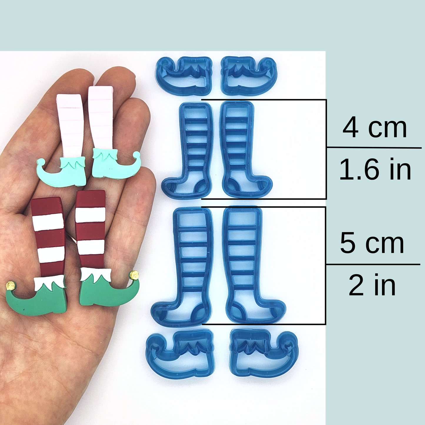 Christmas Elf Boots Socks Shoes Stockings Polymer Clay Cutter Sizes