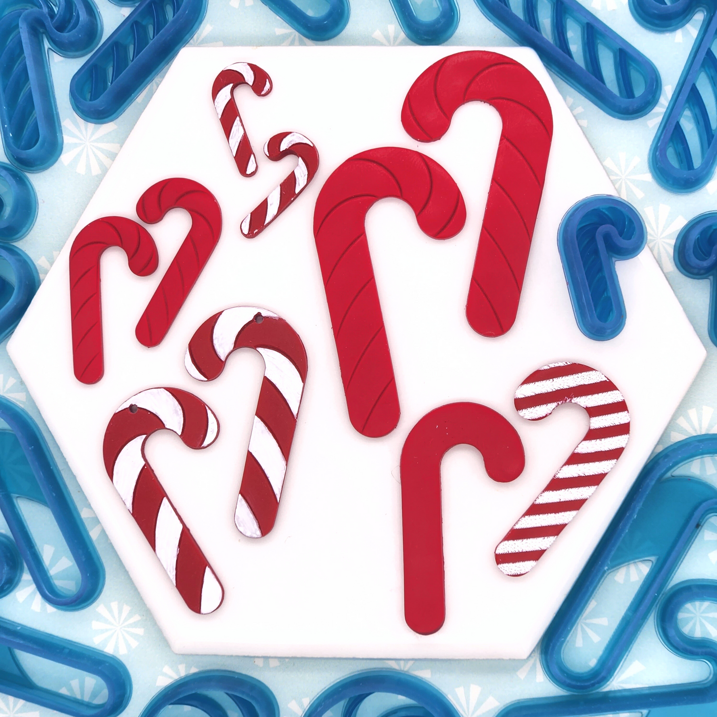 DIY Winter Christmas Crafts Candy Cane Polymer Clay Cutter Set for Jewelry Making