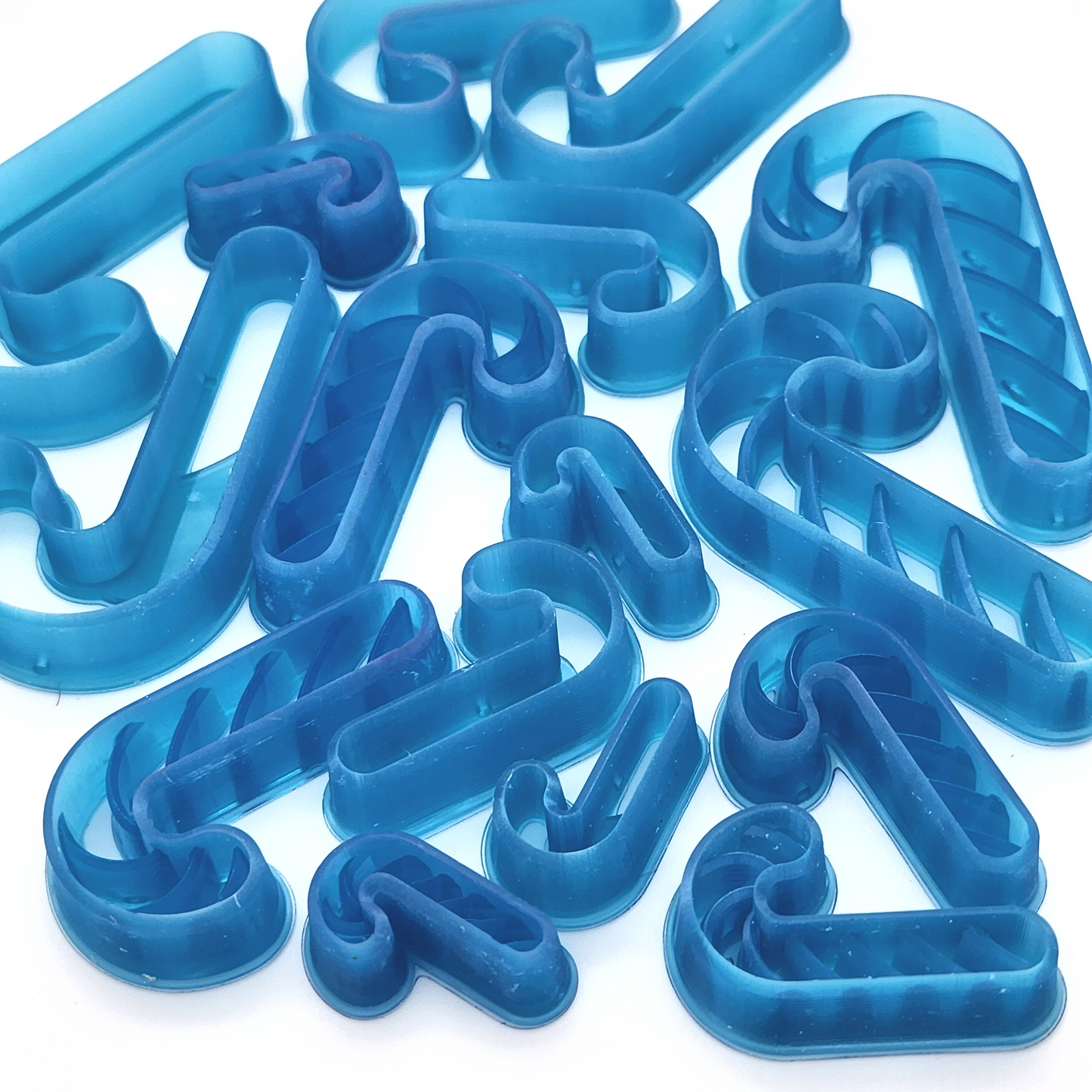 3D Printed Sharp Edged Christmas Candy Cane Shape Resin Clay Cutters