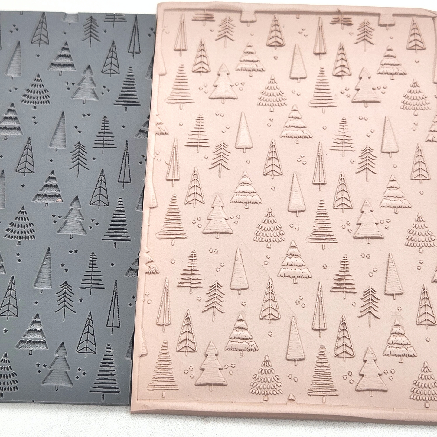 Bohemian Botanical Trees Design Texture Rubber Mat for Polymer Clay Tools and Supplies for Earring and Jewelry Making