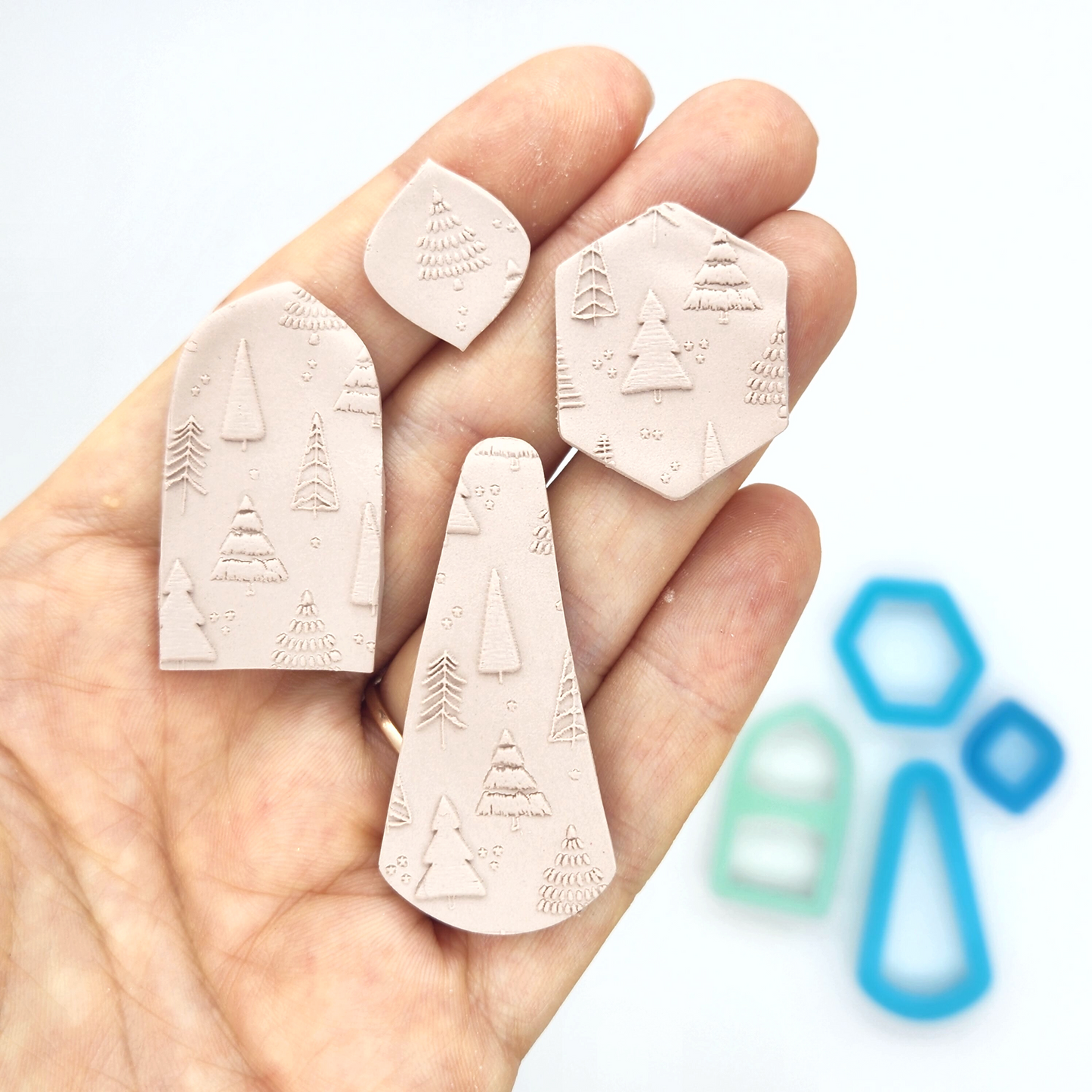Bohemian Botanical Trees Design Texture for Polymer Clay Earrings Jewelry Pendant Charm Ornaments Crafts