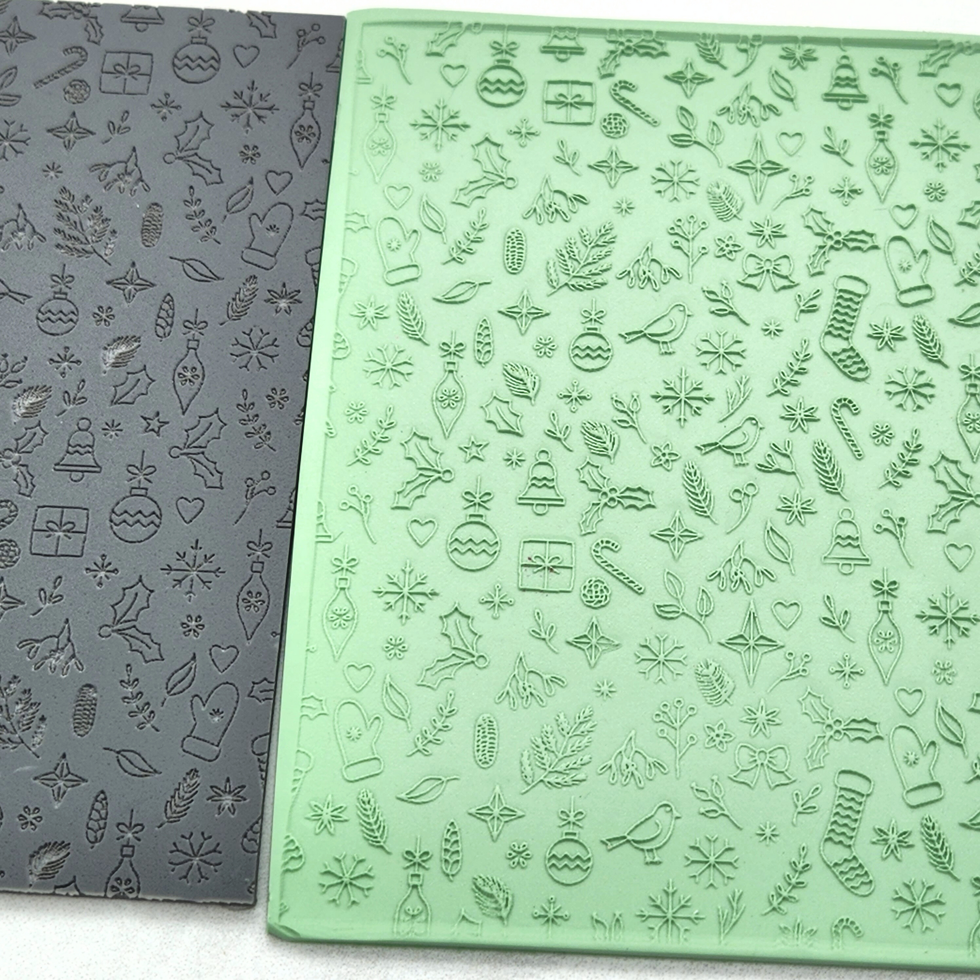 Everything Christmas Texture Rubber Mat on Polymer Clay Slab